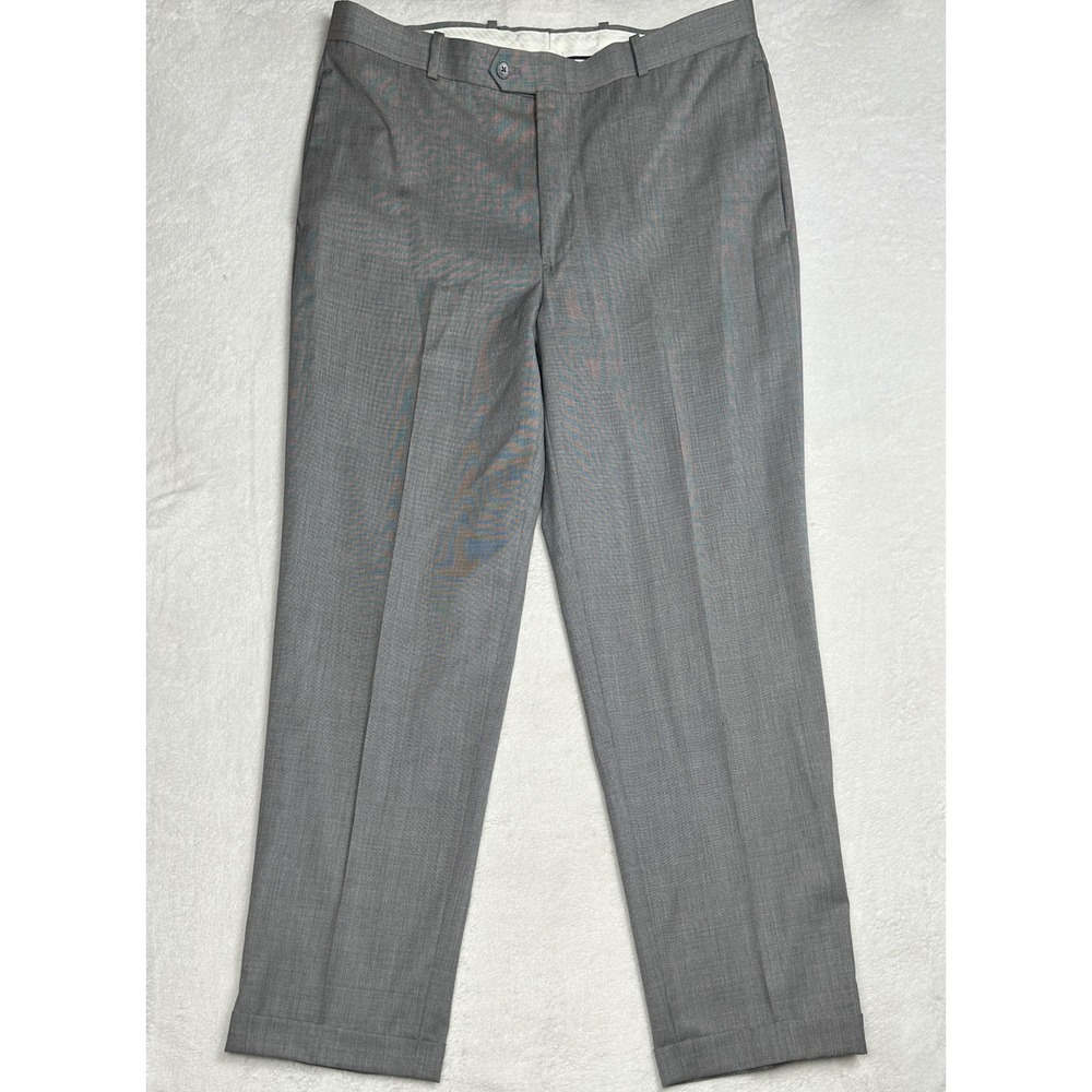 Alfani Mens Gray Wool Blend‎ Flat Front Cuffed Dress Pants Trousers Size 36x31